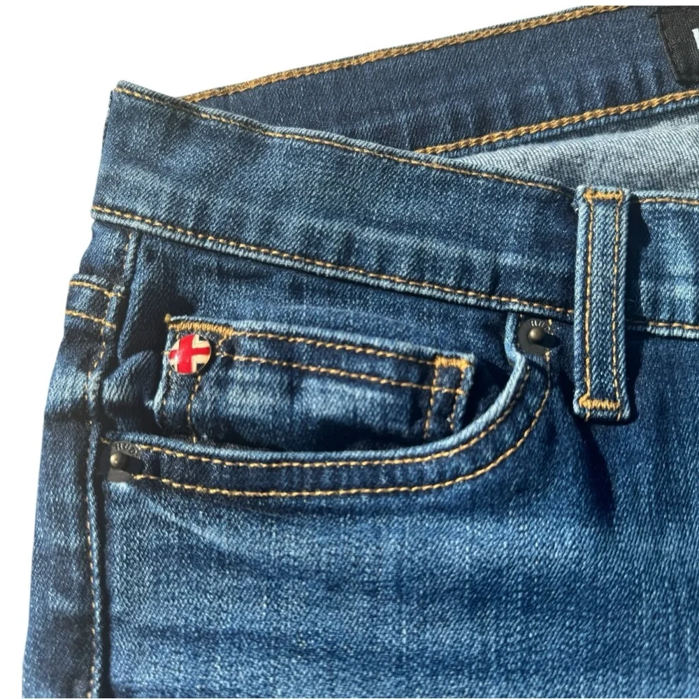 🩳 Hudson Amelia Rolled Cuffed Knee Mid-Rise Indigo Denim Bermuda Shorts Sz 26 - Picture 10 of 15